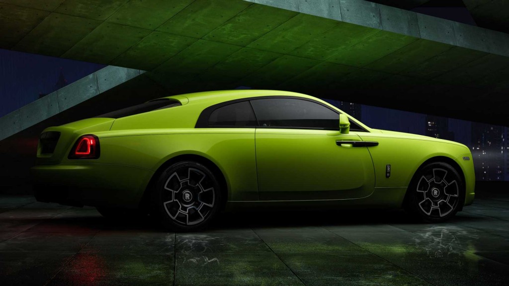 The Rolls Royce Black Badge Wraith in Lime Rock Green from the Neon Nights paint option