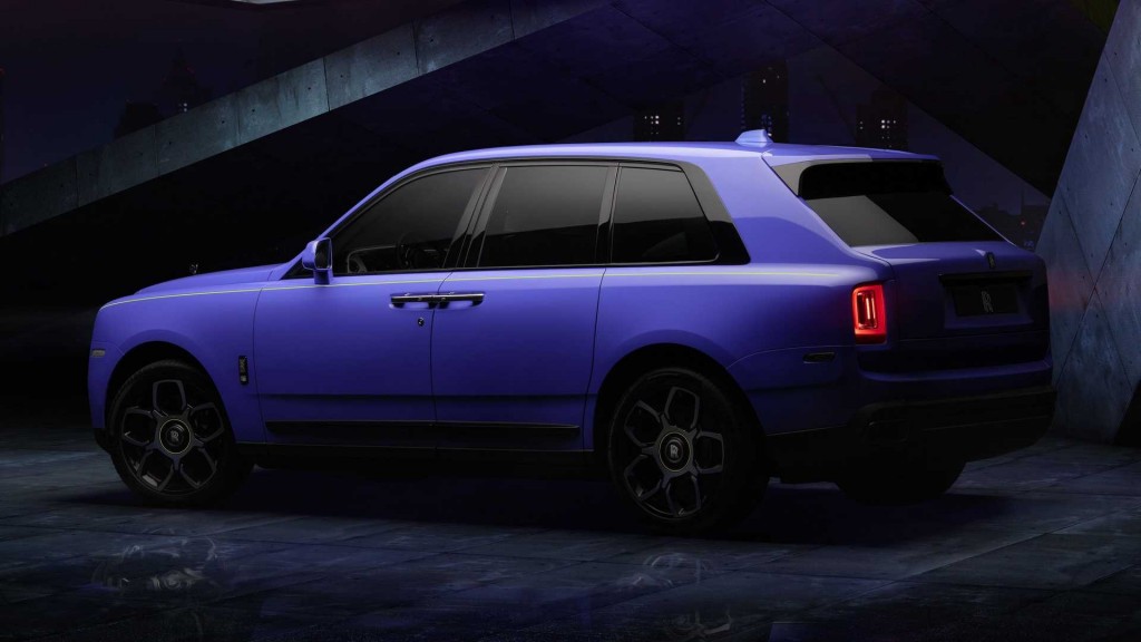 The Rolls Royce Black Badge Cullinan in Mirabeau Blue from the Neon Nights paint option