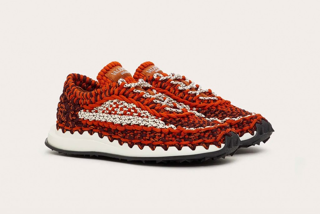 The Valentino Garavani Crochet sneakers in orange