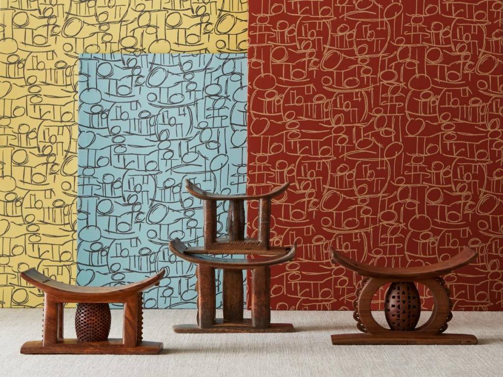 Chrissa Amuah designed the Sella textiles based on the traditional Ghanaian Asesegua seat