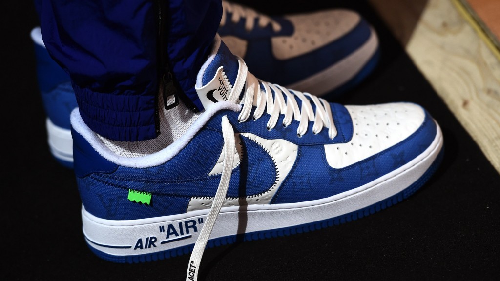The Louis Vuitton x Nike Air Force 1 low top in blue