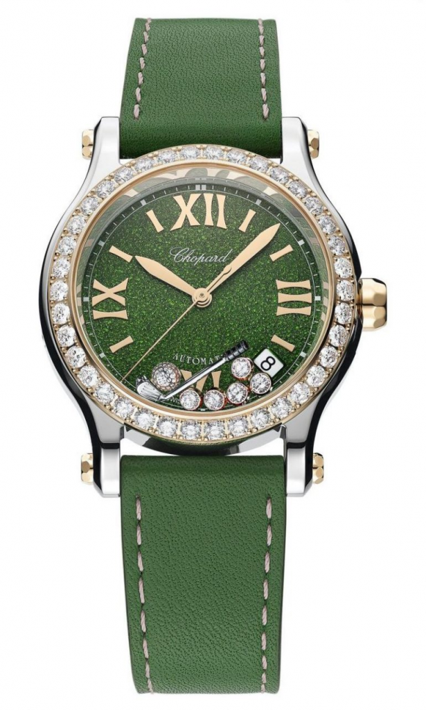 The Chopard Happy Sport Golf watch in diamond-covered bezel