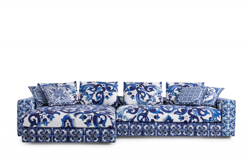 A sofa in Mediterranean Blue from the Casa collection