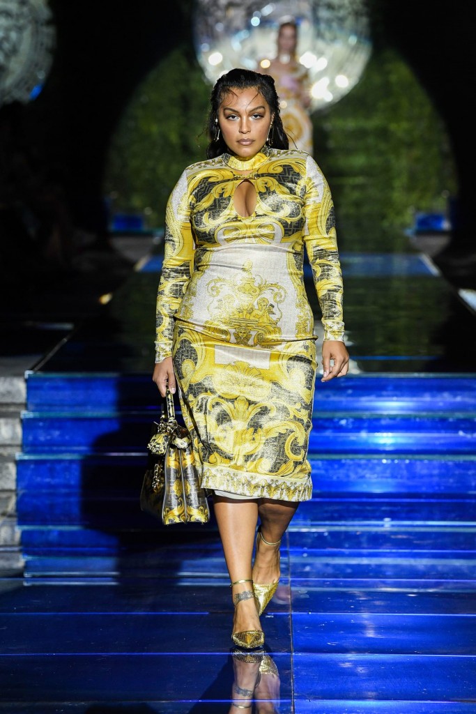 Model in a Versace by Fendi dress