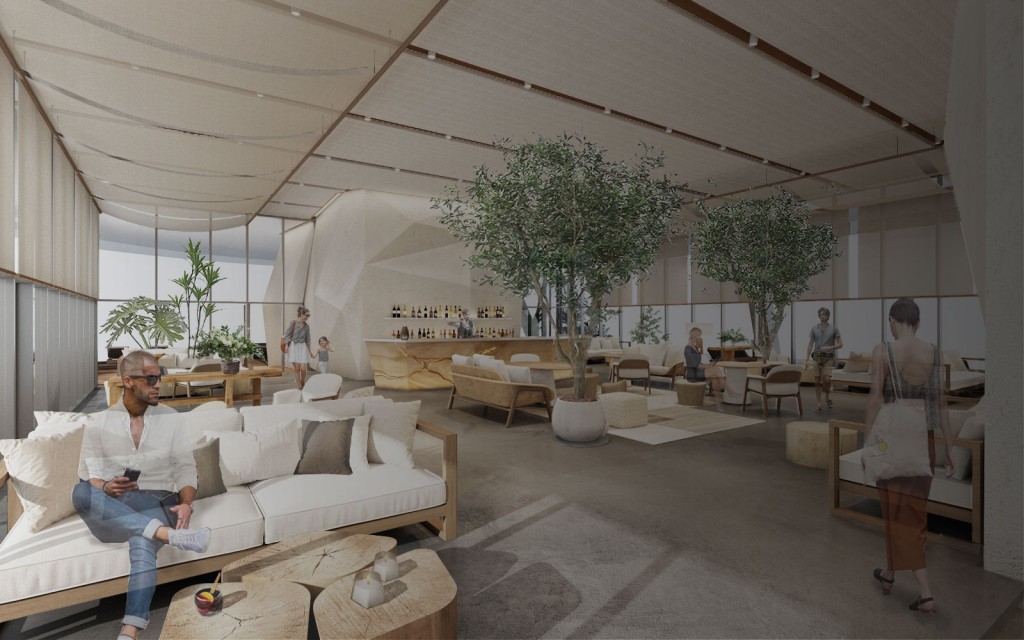 3D rendering of Aura skypool lounge