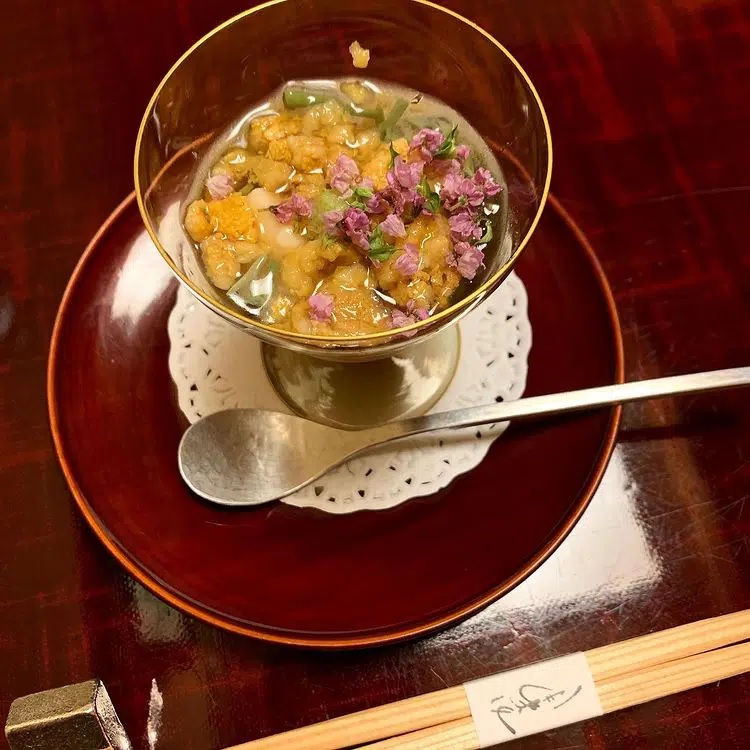 Plated dish at Michelin-Starred Azabu Kadowaki