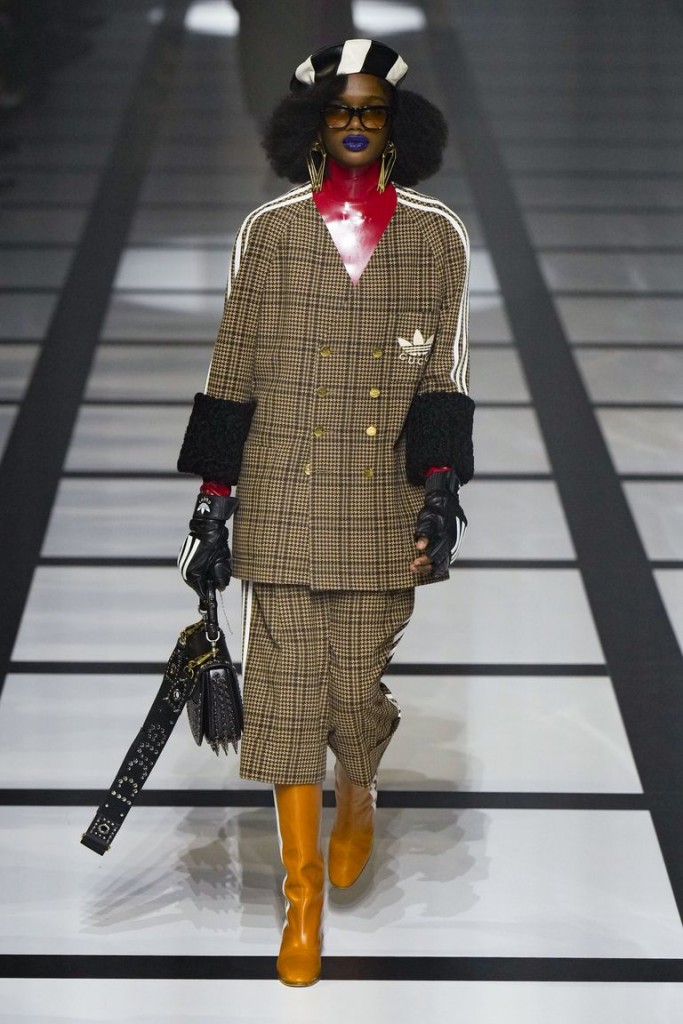 The Gucci x Adidas collection on the runway for the Milan Fashion Week