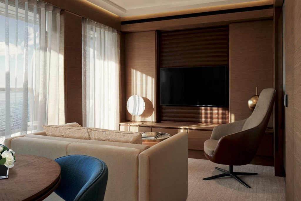 rest area of one of the suites on the ritz-carlton yacht collection
