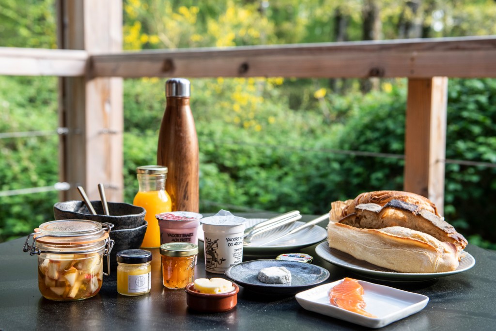 A breakfast tray at the Loire Valley Lodges