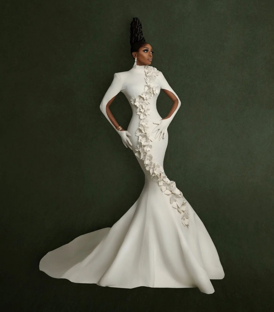 A bridal-inspired white weizdhurm franklyn dress