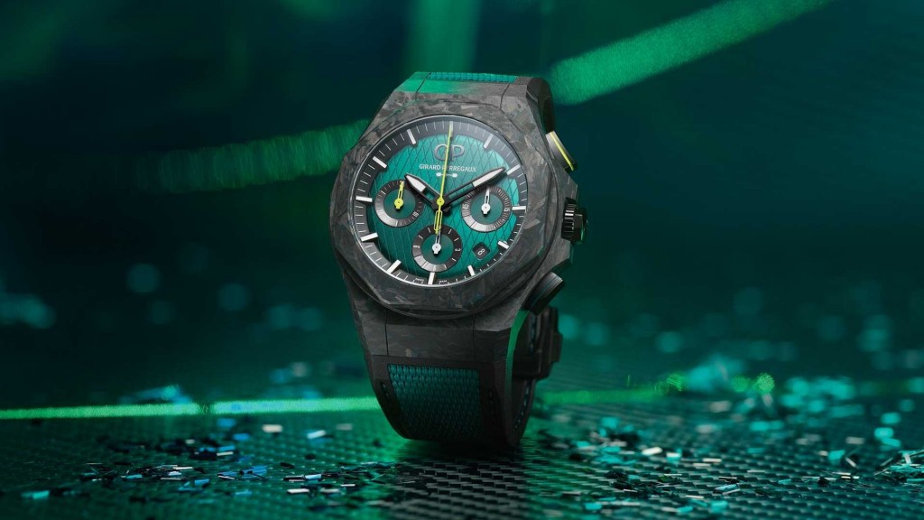 The Girard-Perregaux Laureato Absolute Chronograph Aston Martin F1 Edition was made from actual cars