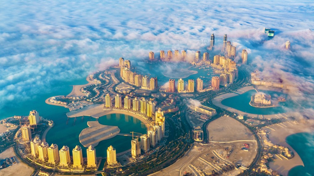 A sky view of Qatar