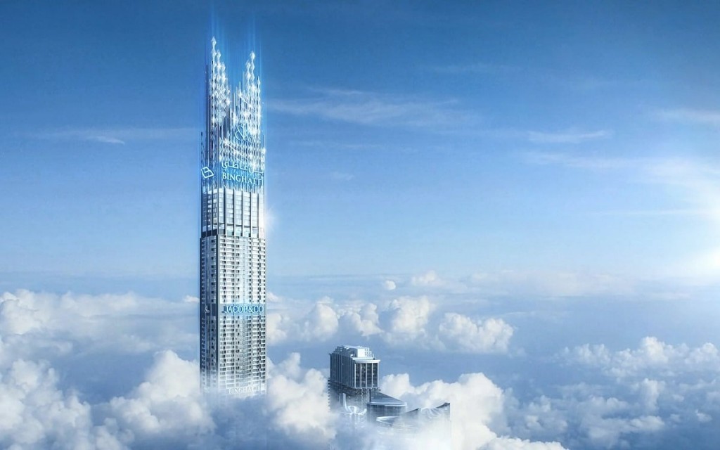the Jacob & co Burj Binghatti residences has been designed to be the tallest residential building in the world