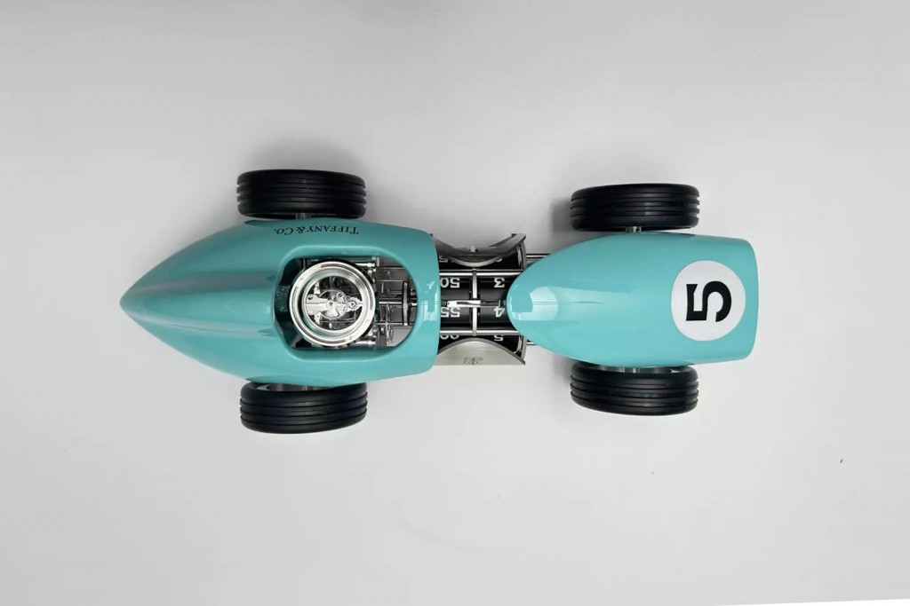 the top of the tiffany&co racing car clock from the time for speed collection