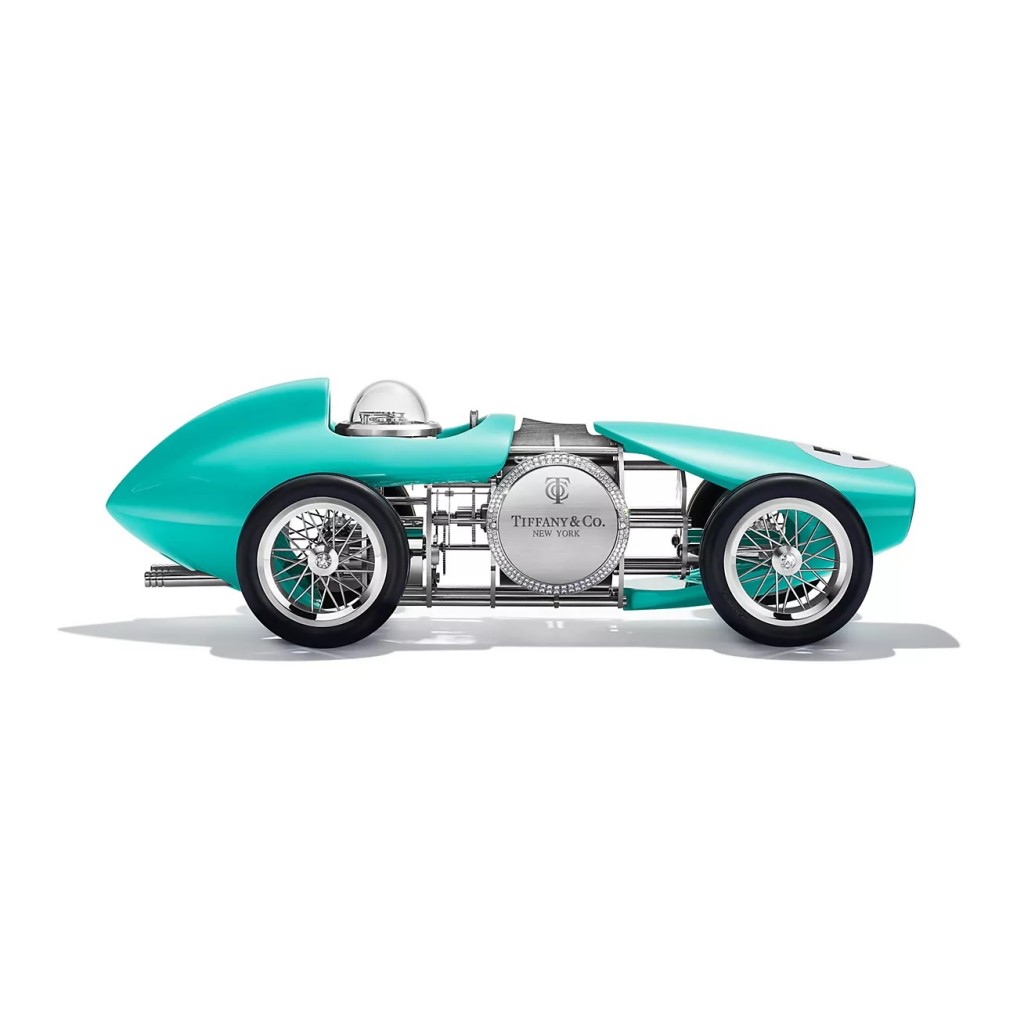 The race car clock comes with indelible tiffany signs