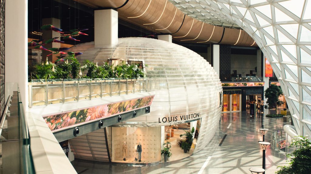 The dome-shaped Louis Vuitton Luxury Lounge at the Hamad International Airport, Qatar